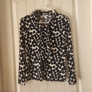 Charter Club Navy Polka Dot Long Sleeve Top, SizePP